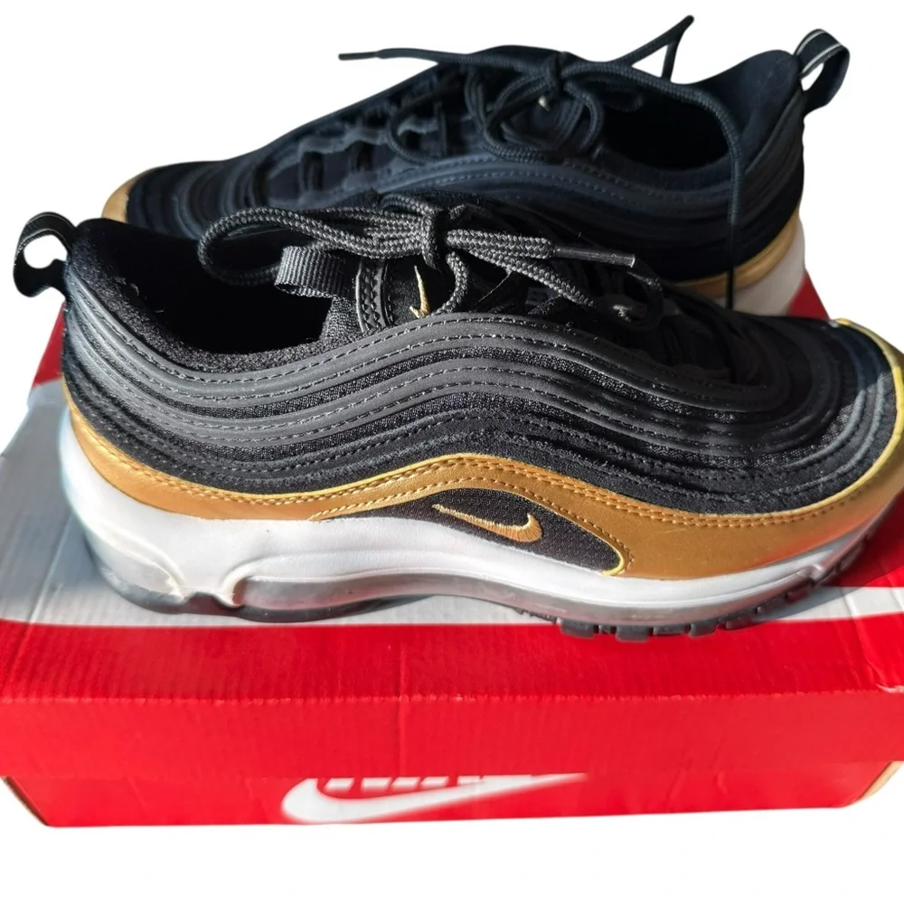 Nike Air Max 97 Black and Gold Shoes - Picture 2 of 6
